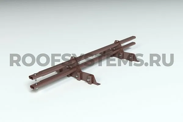 Комплект снегозадержания Prestige ZN 1,5м., Master для фальцевой кровли, (состав: 4 опоры, 16 зажимов, 2 трубы, комплект крепления), коричневый шоколад, Roofsystems , изобр. 1