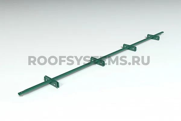 Комплект снегозадержания Prestige ZN , 3м., Single для фальцевой кровли, (состав:4 опоры, труба, комплект крепления), зелёный мох, Roofsystems , изобр. 1