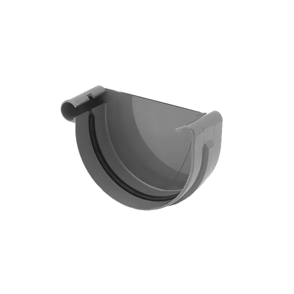 Заглушка желоба левая, пвх, d-100 мм, графит, BRYZA, изобр. 1