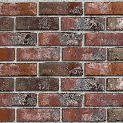 Клинкерная облицовочная плитка WIESMOOR с.о.* Красно-синий пестрый (rotblau-bunt) handstrich 240x14x71 мм, Röben